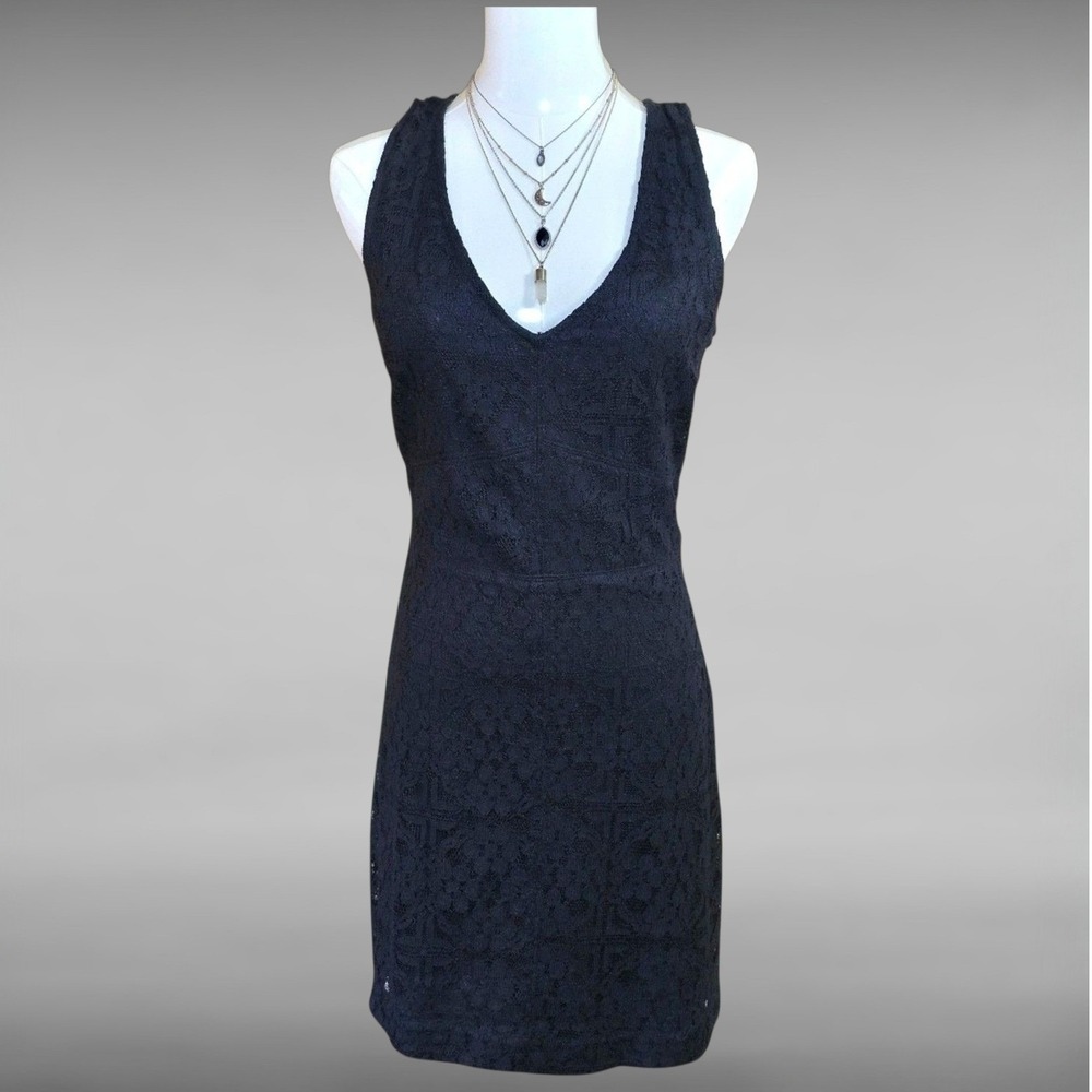 Hollister Lace Mini Dress NWT Small Black Sleeveless Lace-Up Y2K Goth - Picture 1 of 4